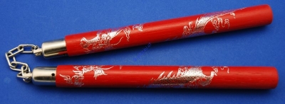 Nunchaku 12 in. (round) Rattan w. Dragon