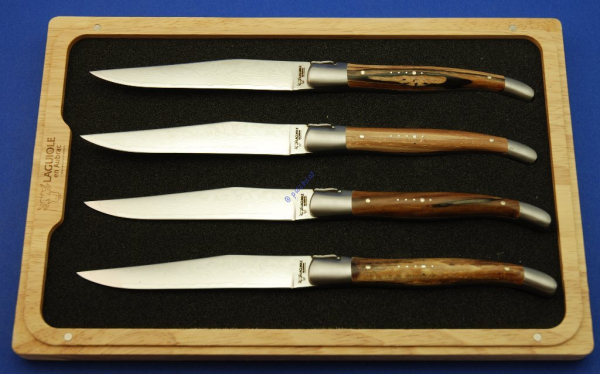 Laguiole en Aubrac Damast Steakmesser Set (4tlg. Aubrac-Holz)